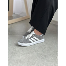 Серые замшевые кеды с белыми шнуровками – современный стиль и максимальный комфорт! Арт. 15-10-0136