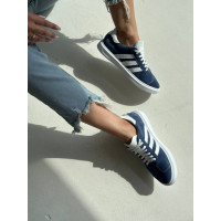 Сині замшеві кеди з білими смужками — стильний вибір для кожного дня! Арт. 15-10-0136