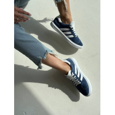 Синие замшевые кеды с белыми полосками – стильный выбор для каждого дня! Арт. 15-10-0136