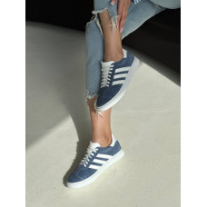 Синие замшевые кеды с белыми полосками – стильный выбор для каждого дня! Арт. 15-10-0136