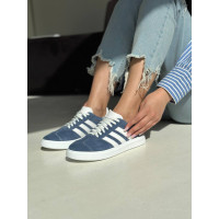 Сині замшеві кеди з білими смужками — стильний вибір для кожного дня! Арт. 15-10-0136