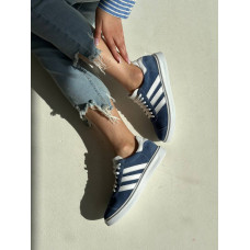 Синие замшевые кеды с белыми полосками – стильный выбор для каждого дня! Арт. 15-10-0136