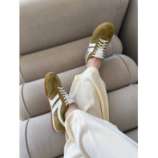 Анатомічні кеди оливкового кольору з білими вставками - Арт. 15-18(0079)