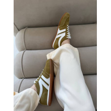 Анатомічні кеди оливкового кольору з білими вставками - Арт. 15-18(0079)