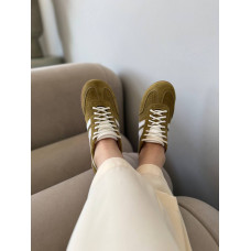 Анатомічні кеди оливкового кольору з білими вставками - Арт. 15-18(0079)