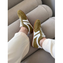 Анатомічні кеди оливкового кольору з білими вставками - Арт. 15-18(0079)