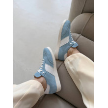 Блакитні замшеві кеди з білою вставкою - Арт. 15-12/21918(1П) 