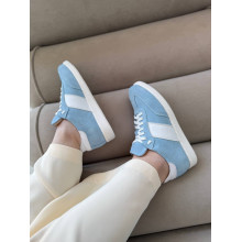 Блакитні замшеві кеди з білою вставкою - Арт. 15-12/21918(1П) 