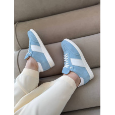 Блакитні замшеві кеди з білою вставкою - Арт. 15-12/21918(1П) 