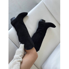 Черные замшевые сапоги-казаки – Арт. 10140-1