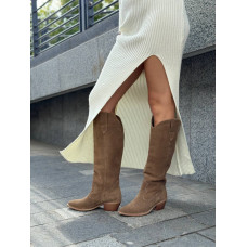 Женские сапоги-казаки из натуральной замши в цвете Castorre – стильная альтернатива цвету кемел! Арт. 10140-1