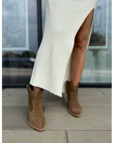 Женские ковбойки из натуральной замши в цвете castorre (арт. 10140-2)