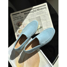 Голубые замшевые лоферы – Арт. 156-10