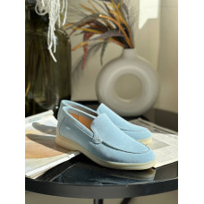 Голубые замшевые лоферы – Арт. 156-10