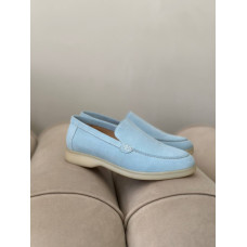 Голубые замшевые лоферы – Арт. 156-10