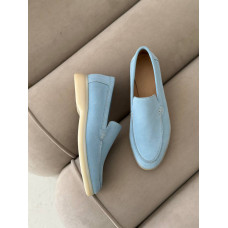 Голубые замшевые лоферы – Арт. 156-10