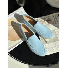 Голубые замшевые лоферы – Арт. 156-10