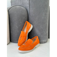 Замшеві лофери у яскраво-помаранчевому кольорі - Арт. 156-6