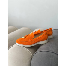 Замшеві лофери у яскраво-помаранчевому кольорі - Арт. 156-6