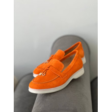 Замшеві лофери у яскраво-помаранчевому кольорі - Арт. 156-6