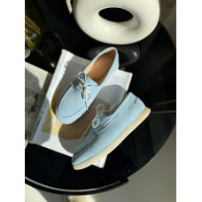 Анатомические голубые замшевые лоферы – Арт. Delta-1