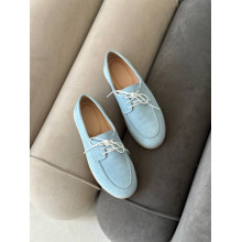 Анатомічні блакитні замшеві лофери - Арт. Delta-1