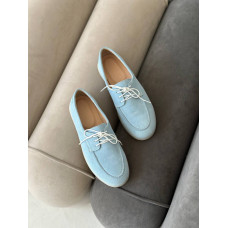 Анатомические голубые замшевые лоферы – Арт. Delta-1