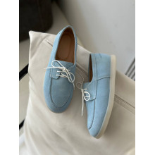 Анатомічні блакитні замшеві лофери - Арт. Delta-1