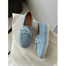 Анатомические голубые замшевые лоферы – Арт. Delta-1