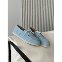 Анатомічні блакитні замшеві лофери - Арт. Delta-1