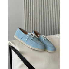 Анатомические голубые замшевые лоферы – Арт. Delta-1