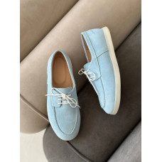 Анатомические голубые замшевые лоферы – Арт. Delta-1