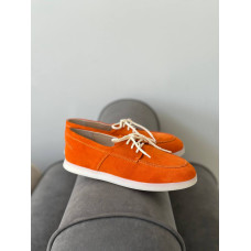 Анатомические замшевые лоферы в ярко-оранжевом цвете – Арт. Delta-1