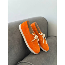 Анатомічні замшеві лофери у яскраво-помаранчевому кольорі- Арт. Delta-1