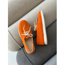 Анатомічні замшеві лофери у яскраво-помаранчевому кольорі- Арт. Delta-1