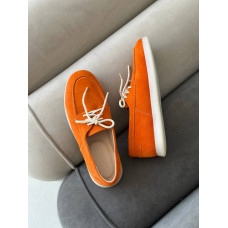 Анатомические замшевые лоферы в ярко-оранжевом цвете – Арт. Delta-1