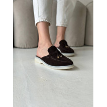 Жіночі замшеві мюлі в шоколадному відтінку — витонченість і комфорт для вашого гардеробу (Арт. 156-9)