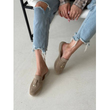 Вівсяні замшеві мюлі — витонченість та комфорт для вашого гардеробу (Арт. 156-9)