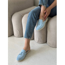 Ніжно-блакитні замшеві мюлі — легкість і стиль для літніх образів (Арт. 156-9)