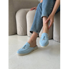 Нежно-голубые замшевые мюли – легкость и стиль для летних образов (Арт. 156-9)