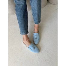 Ніжно-блакитні замшеві мюлі — легкість і стиль для літніх образів (Арт. 156-9)