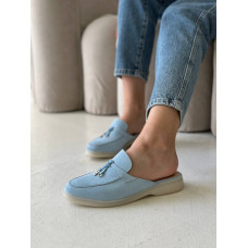 Нежно-голубые замшевые мюли – легкость и стиль для летних образов (Арт. 156-9)