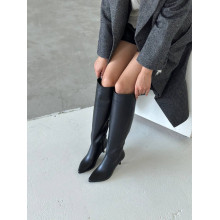 Чорні шкіряні чоботи на шпильці — виразність і стиль поза часом (Арт. 657‑14)