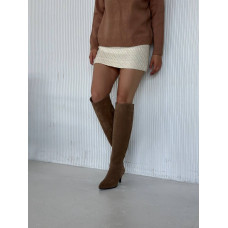 Сапоги из натуральной замши в цвете castorre на шпильке - акцентный силуэт сезона (арт. 657-14)