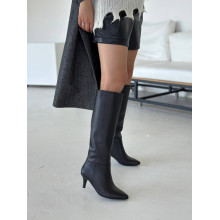 Чорні шкіряні чоботи на шпильці — класика, яка підкорює з першого кроку (Арт. 657‑18)