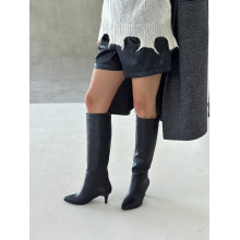 Чорні шкіряні чоботи на шпильці — класика, яка підкорює з першого кроку (Арт. 657‑18)