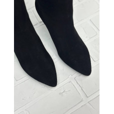 Чорні замшеві чоботи на шпильці - Арт. 657-18