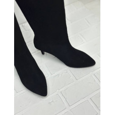 Чорні замшеві чоботи на шпильці - Арт. 657-18