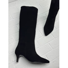 Чорні замшеві чоботи на шпильці - Арт. 657-18