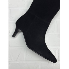 Чорні замшеві чоботи на шпильці - Арт. 657-18